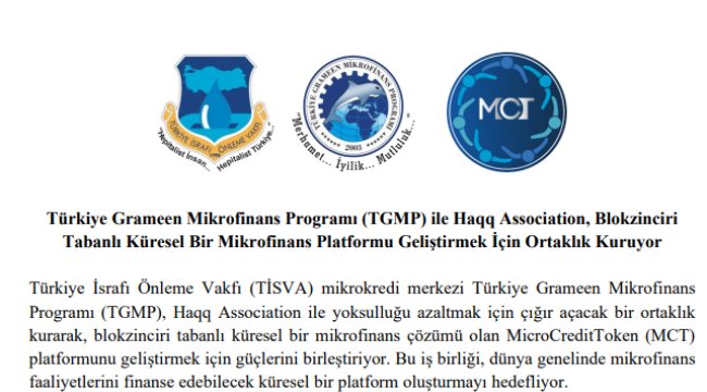 TGMP ve Haqq Association'dan Blokzinciri Tabanlı Küresel Mikrofinans Platformu Ortaklığı